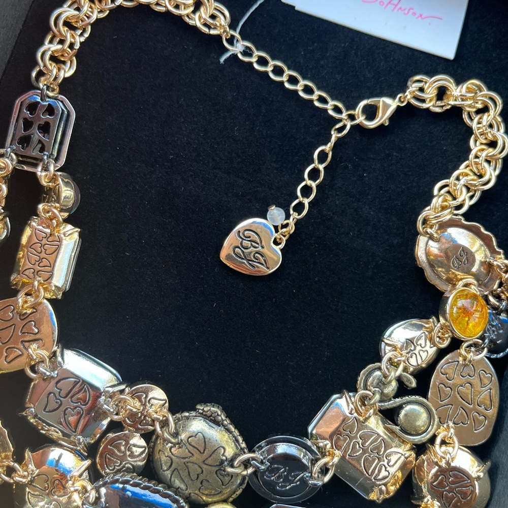 Betsey Johnson Blue and Gold Gem Necklace - Picture 3 of 3